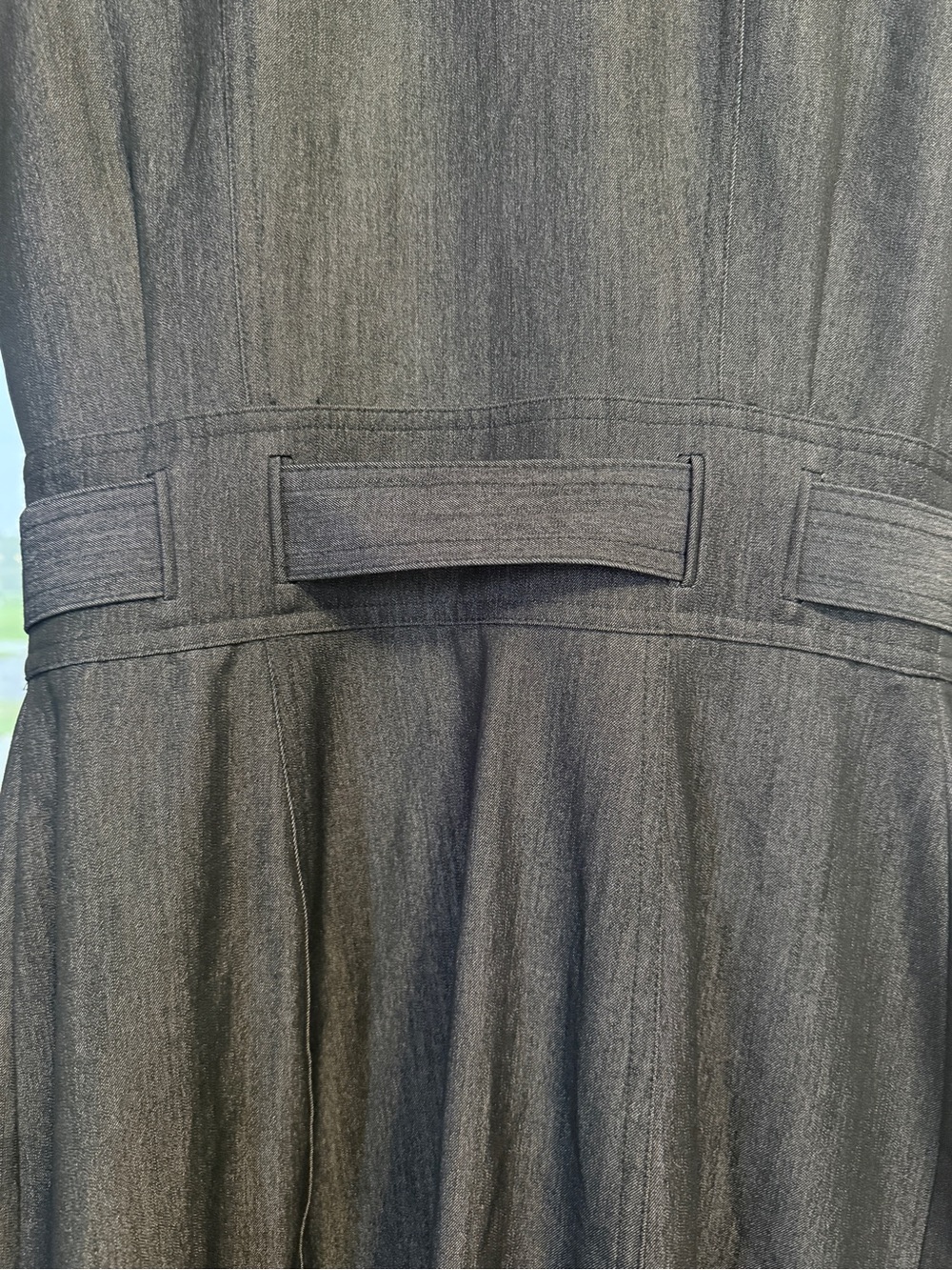 Calvin Klein Dark Gray Cap-Sleeve Button-Front Sheath Dress Tie Waist - Small - Picture 6 of 6